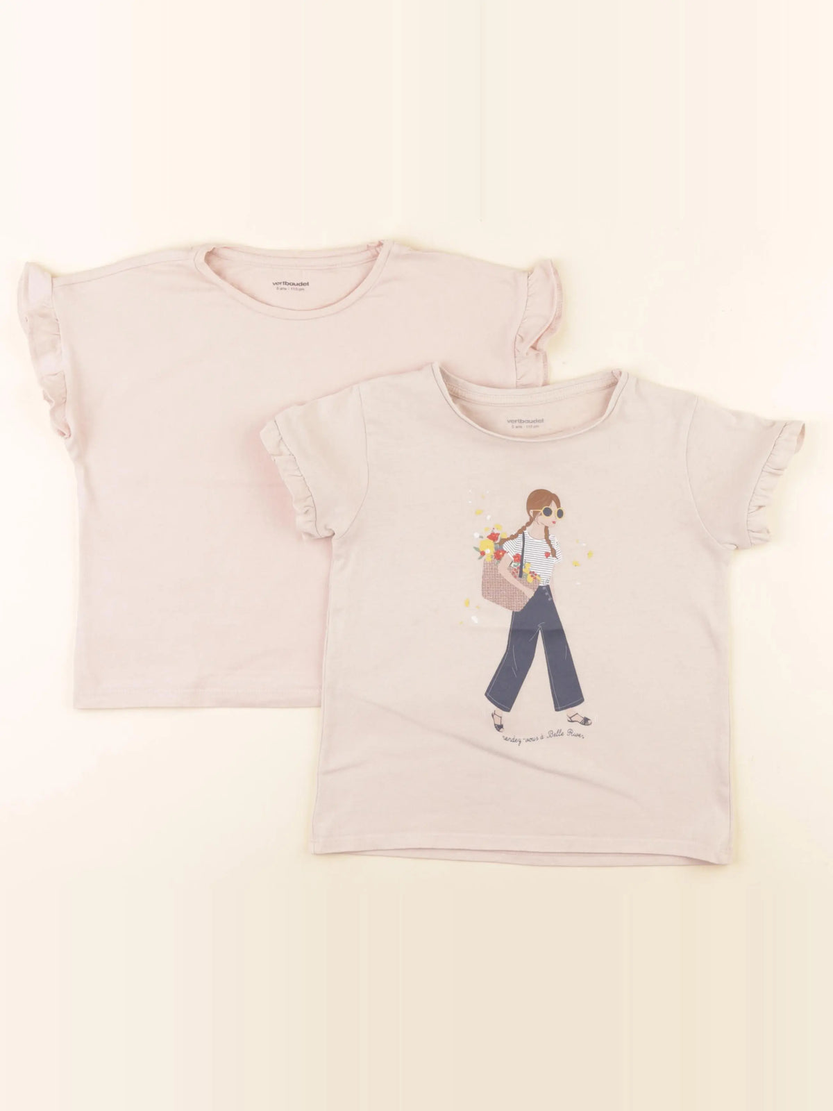 Vertbaudet - lot de 2 tee-shirts rose - 5 ans