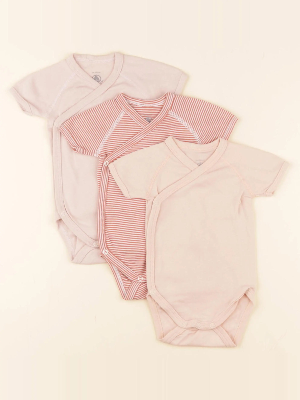 Petit Bateau - lot de 3 bodies en coton rose - 3 mois