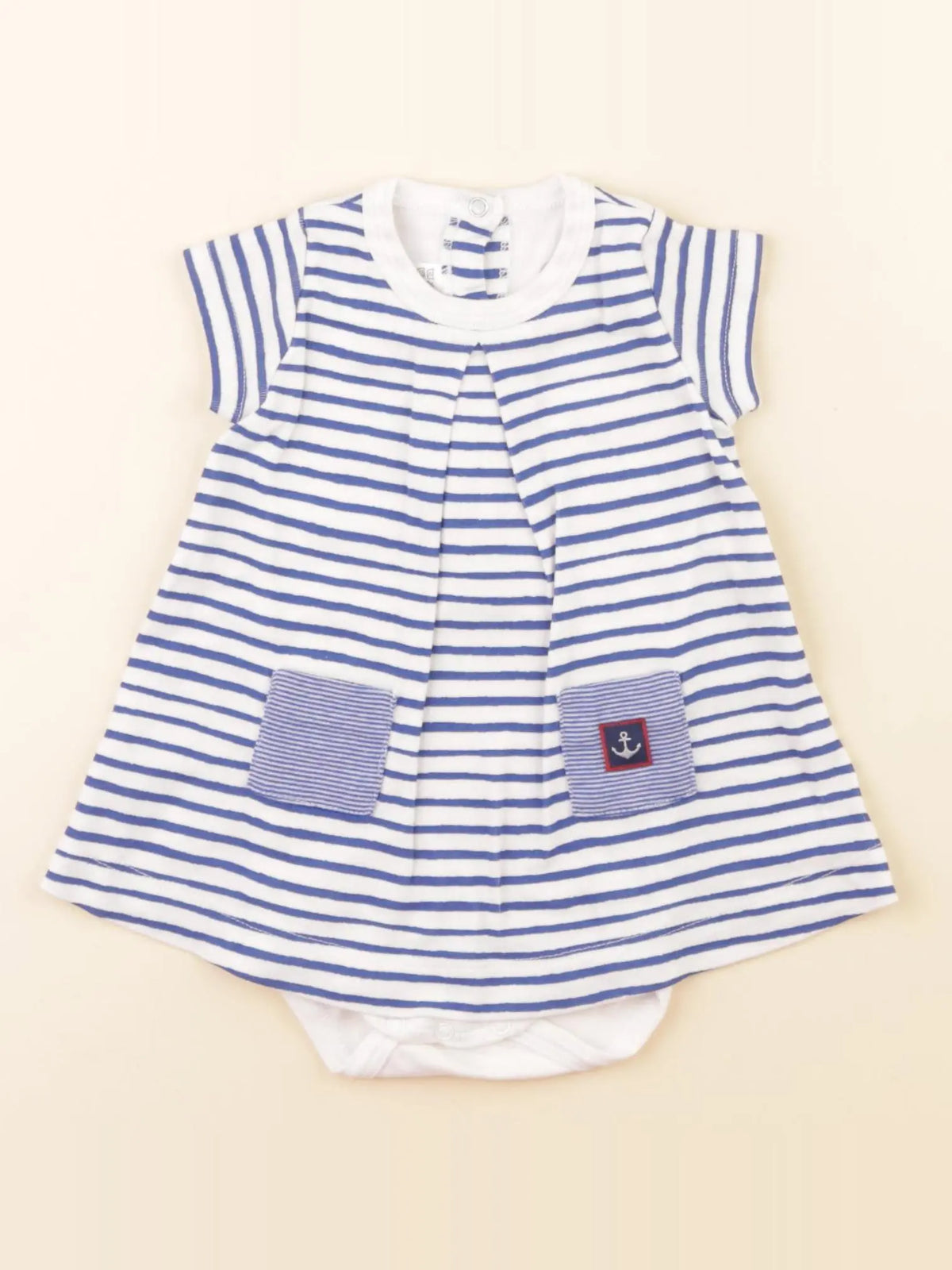 Petit Bateau - body robe bleu, blanc - 3 mois
