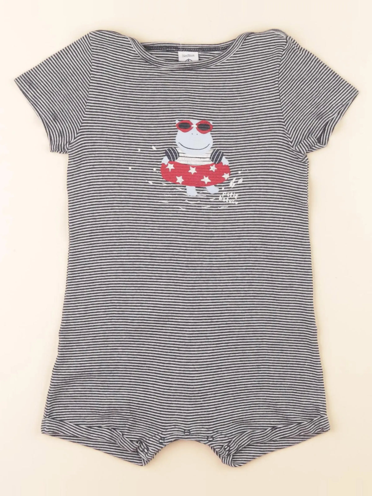 Petit Bateau - combinaison blanc, bleu - 24 mois