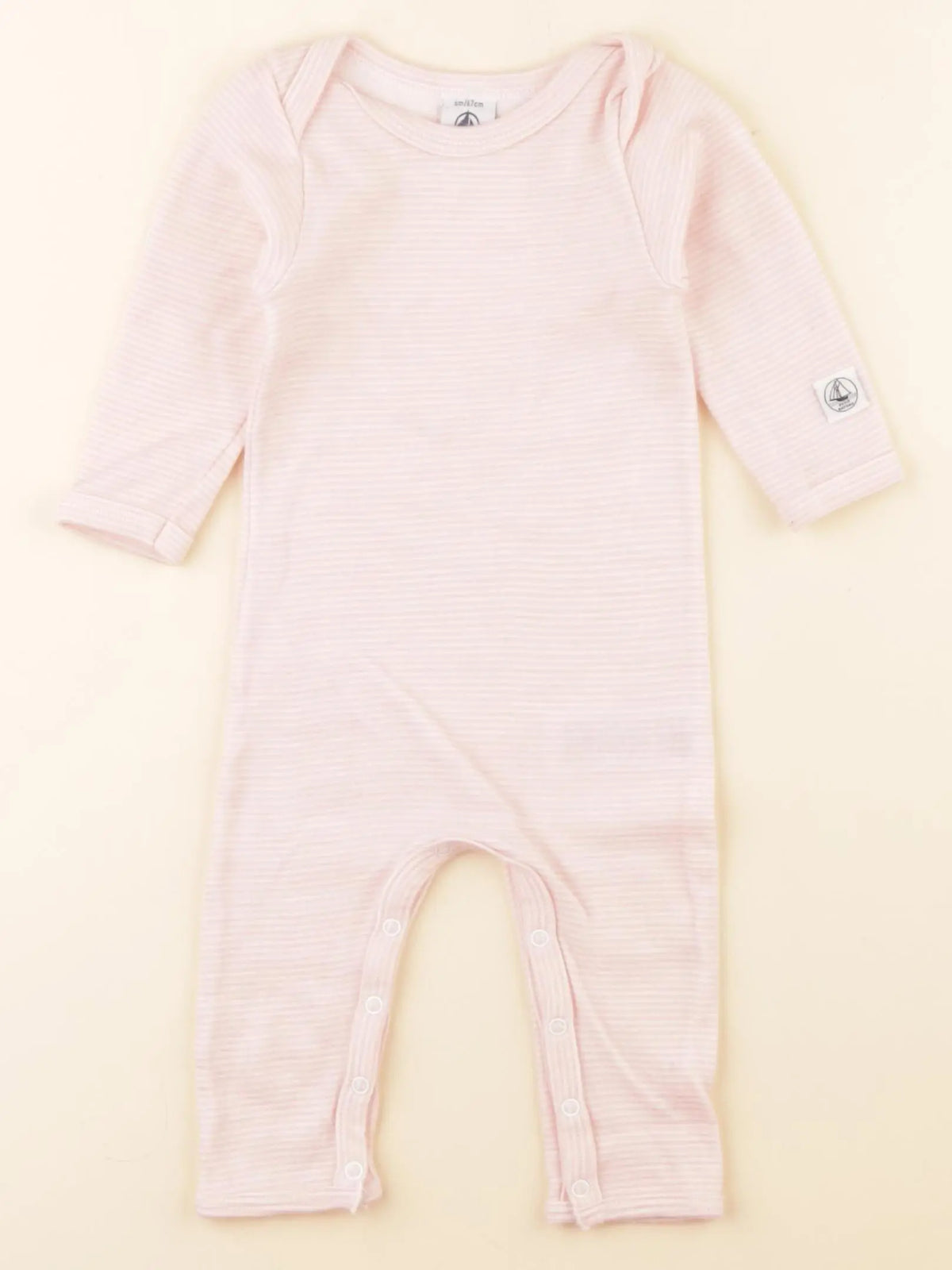 Petit Bateau - pyjama coton blanc, rose - 6 mois