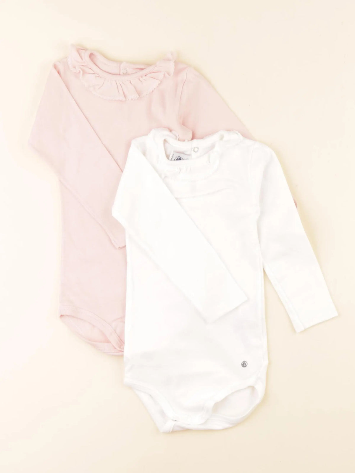 Petit Bateau - lot de 2 bodies à col blanc, rose - 18 mois