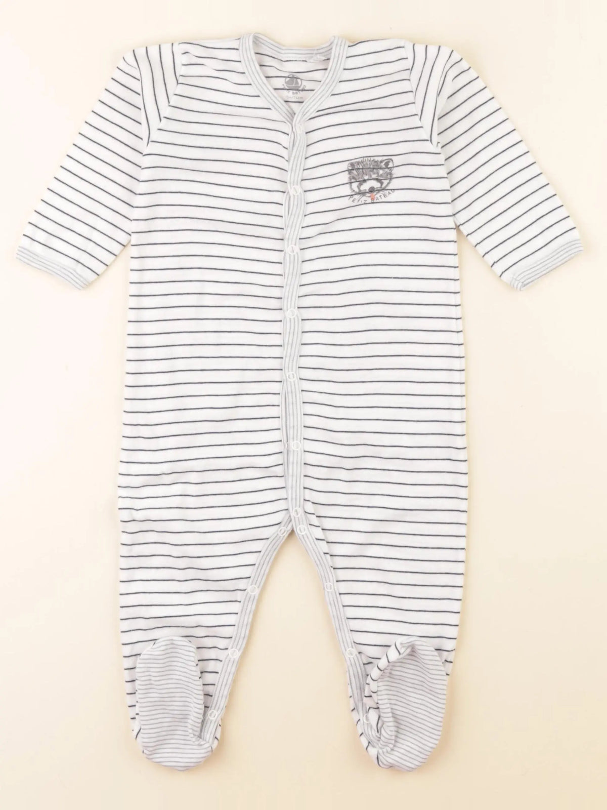 Petit Bateau - pyjama blanc, bleu - 12 mois