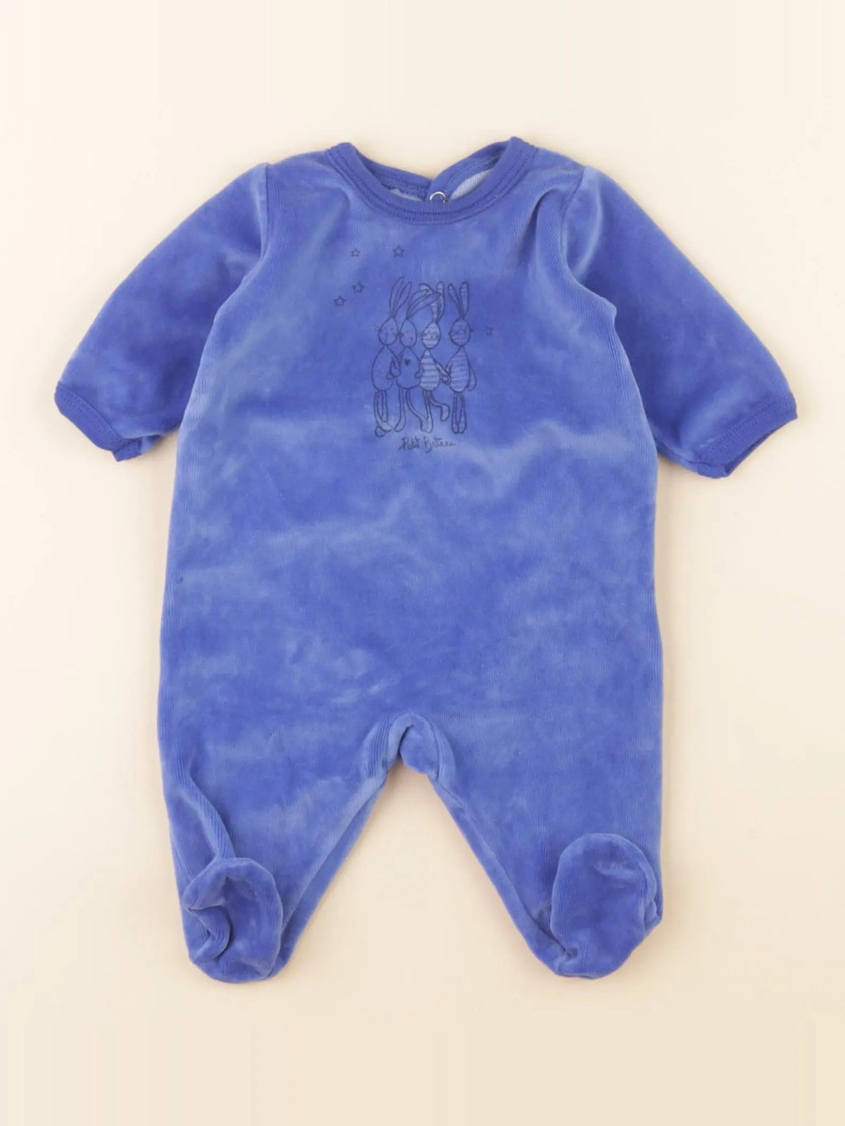Petit Bateau - pyjama velours bleu - 1 mois