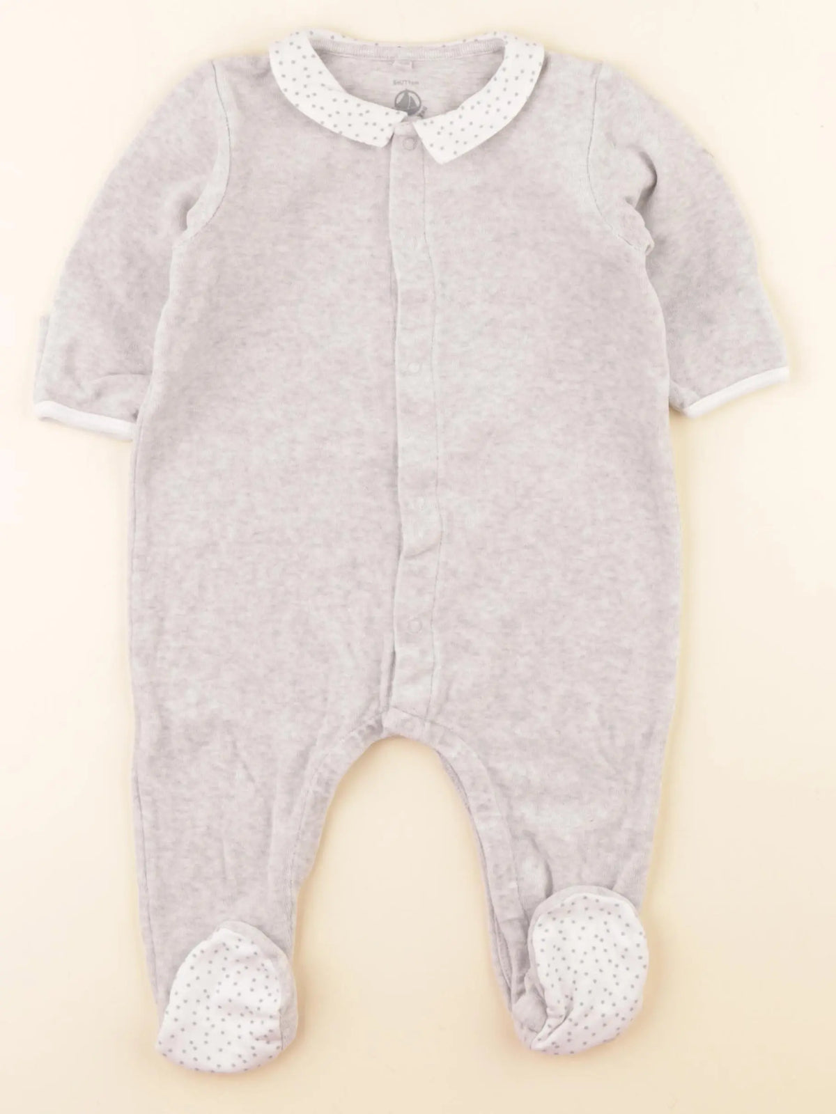 Petit Bateau - pyjama velours gris - 9 mois
