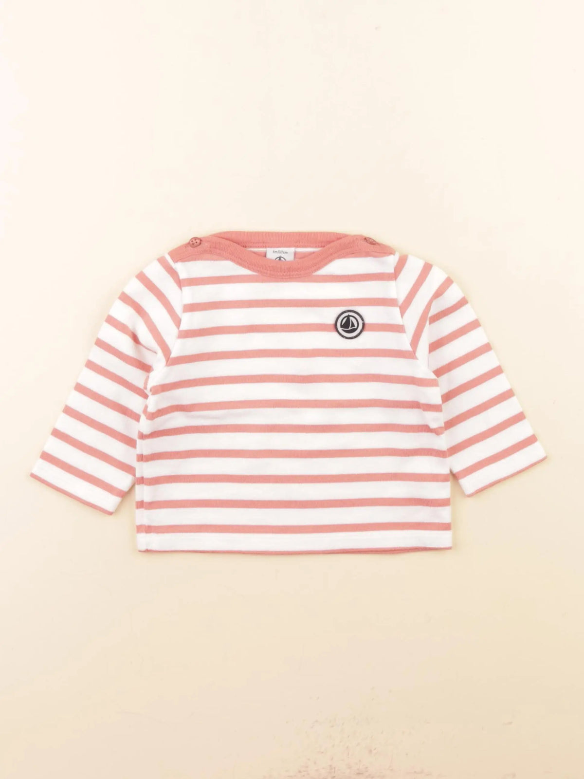 Petit Bateau - tee-shirt blanc, rose - 6 mois