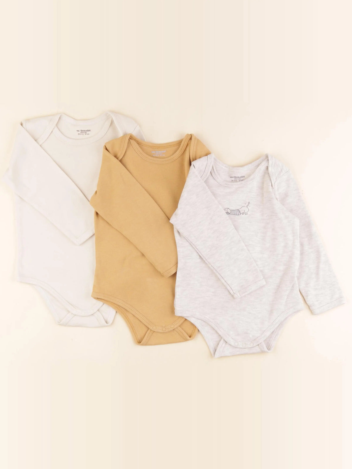 Vertbaudet - lot de 3 bodies en coton multicolore - 36 mois