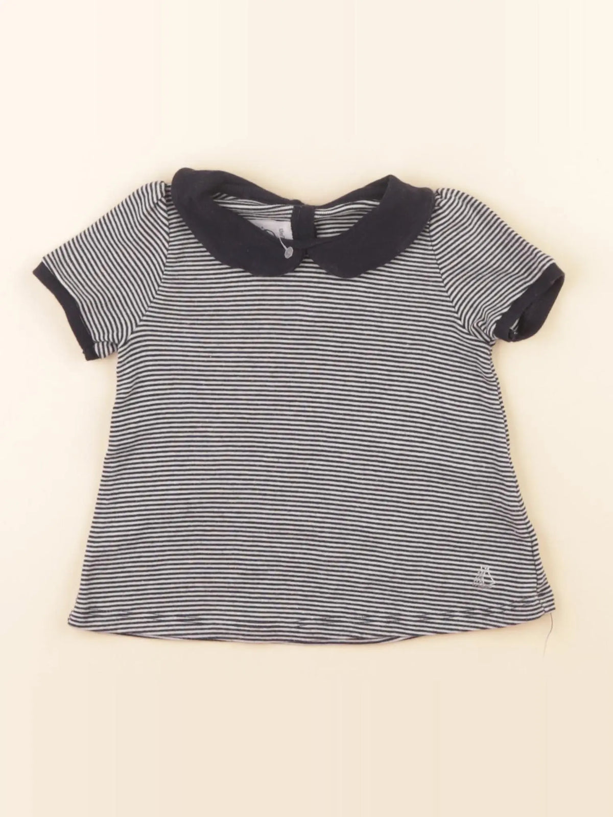 Petit Bateau - tee-shirt blanc, bleu - 12 mois