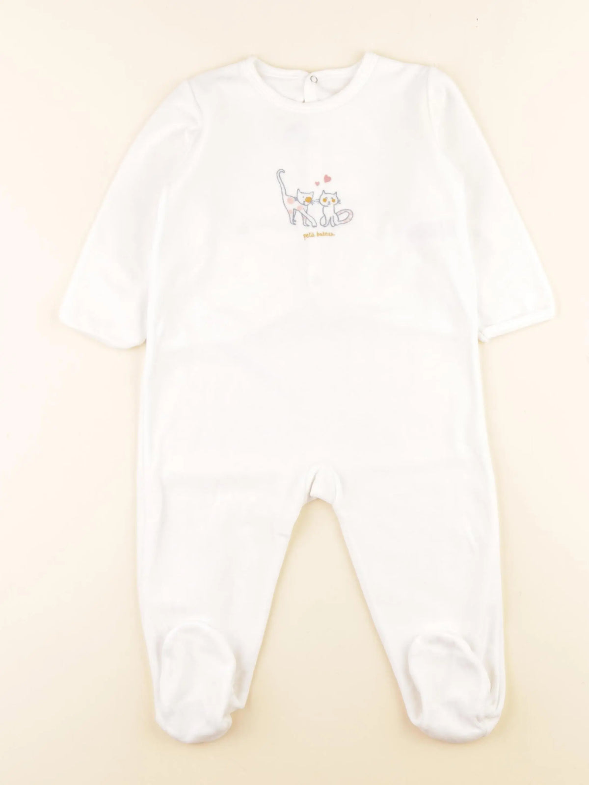 Petit Bateau - pyjama velours blanc - 18 mois
