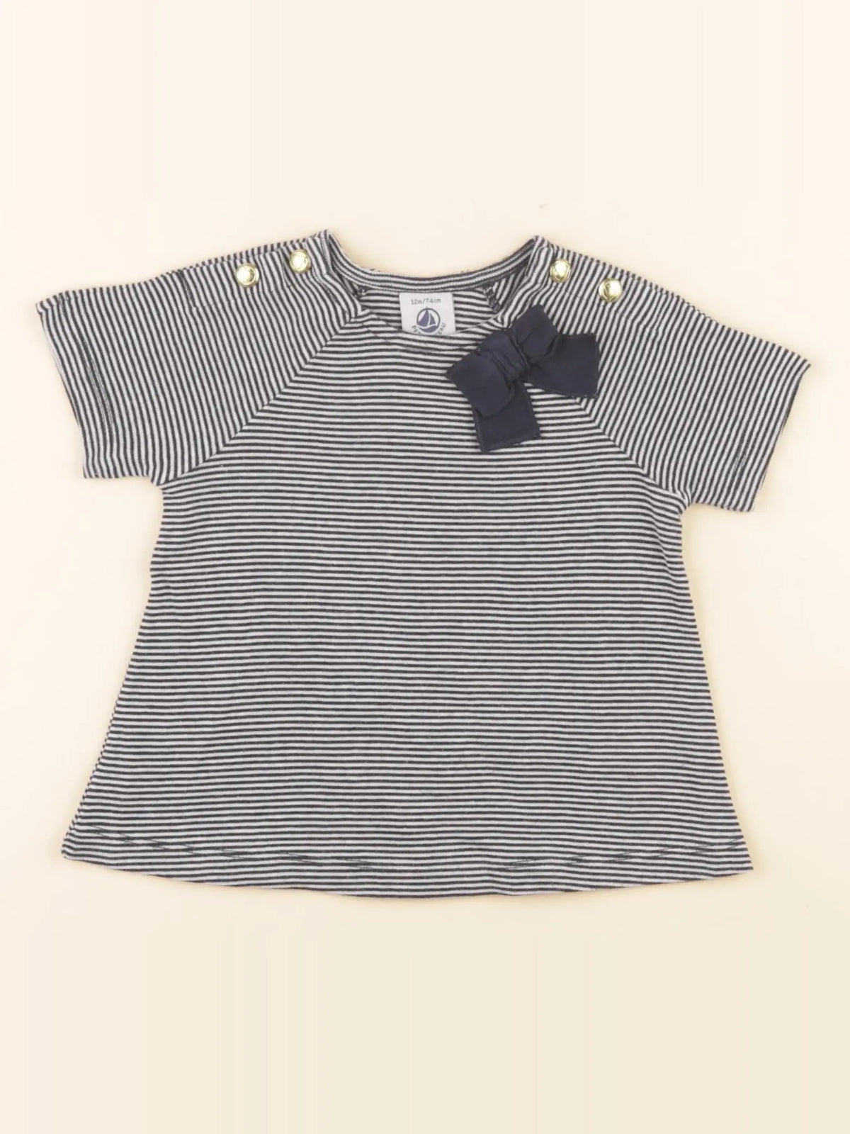 Petit Bateau - tee-shirt bleu - 12 mois