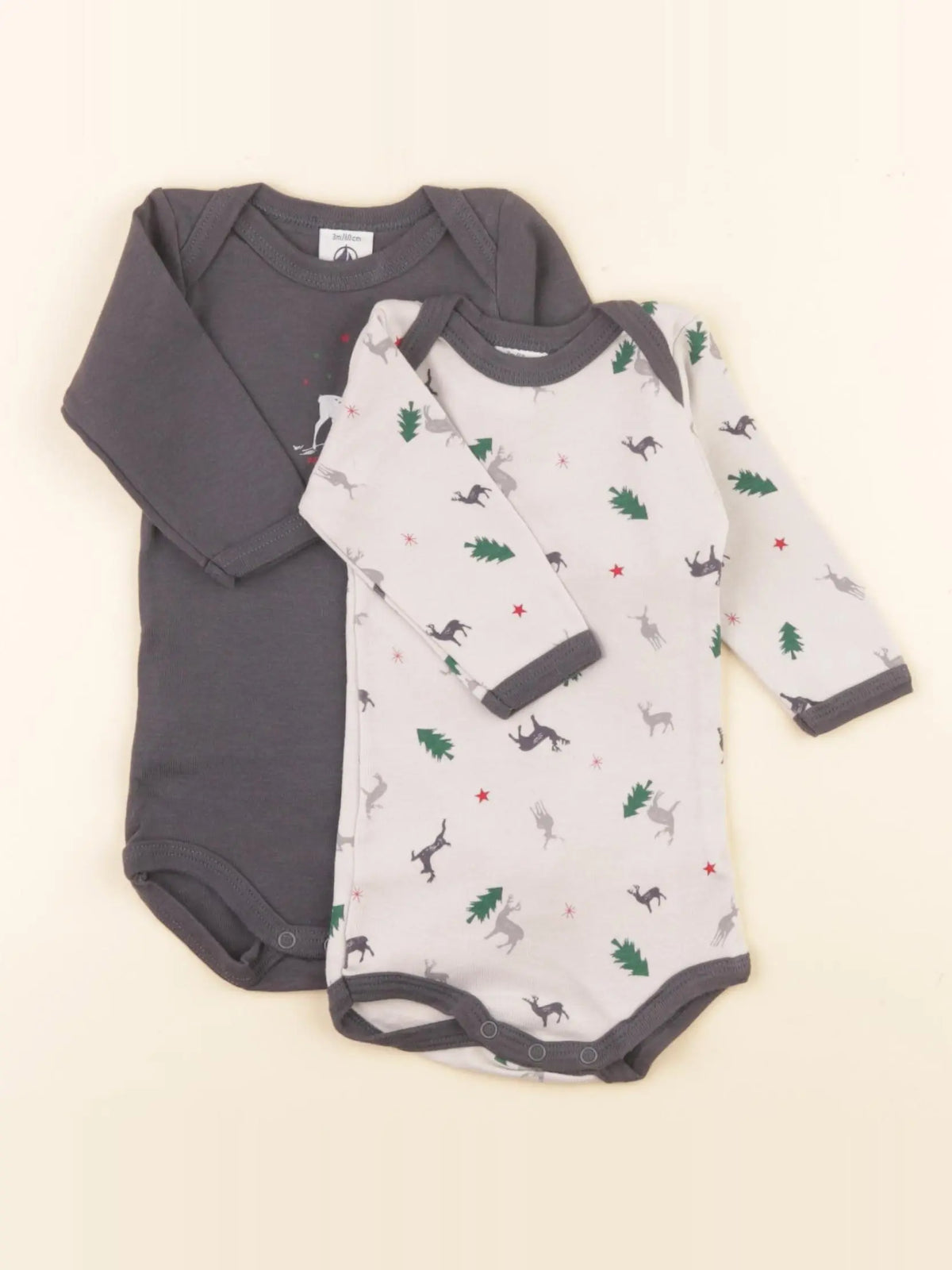 Petit Bateau - lot de 2 bodies en coton multicolore - 3 mois