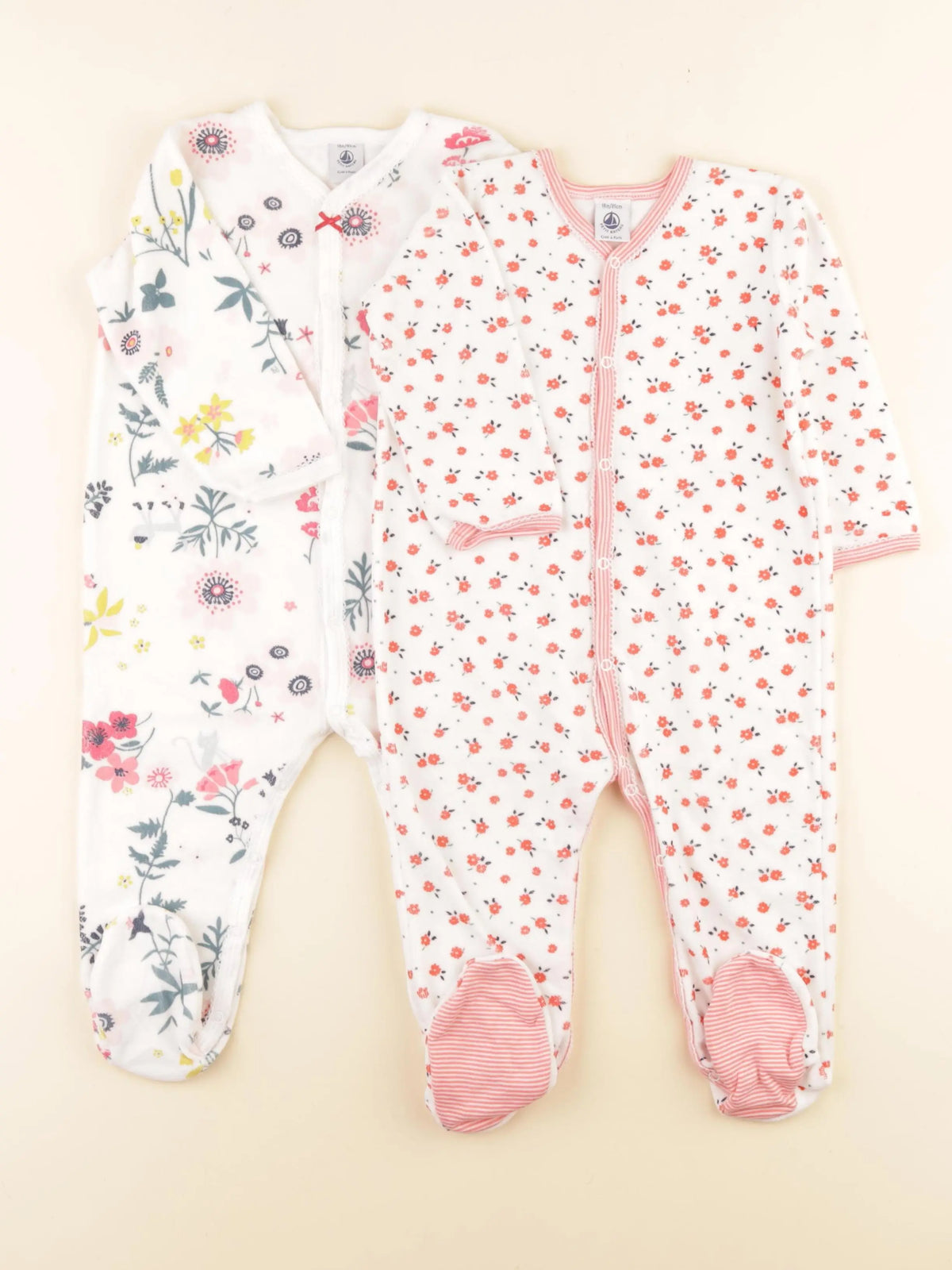 Petit Bateau - lot de 2 pyjamas velours multicolore - 18 mois