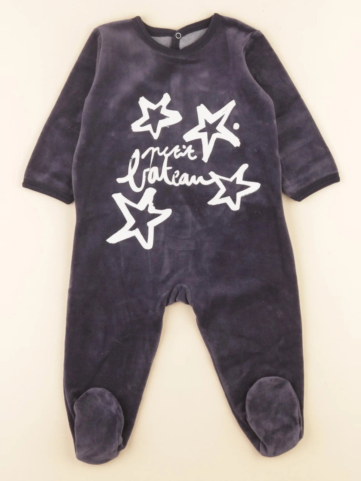 Petit Bateau - pyjama velours gris - 12 mois