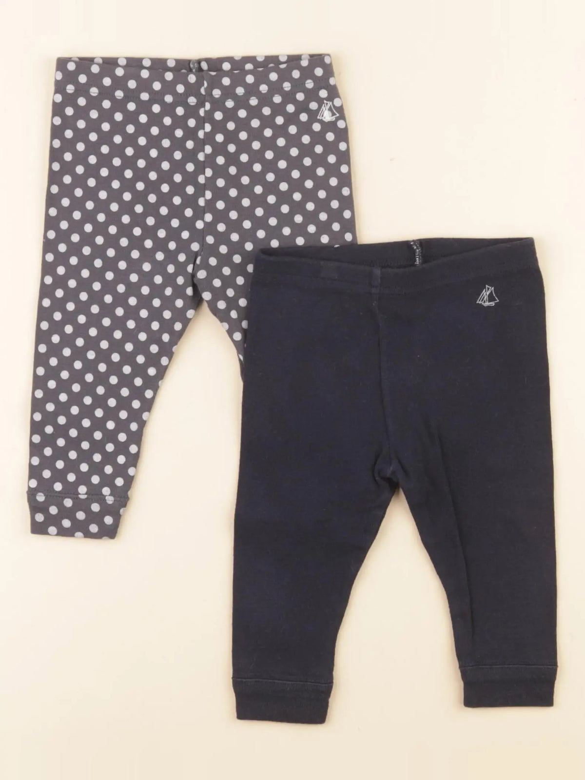 Petit Bateau - lot de 2 leggings bleu - 6 mois