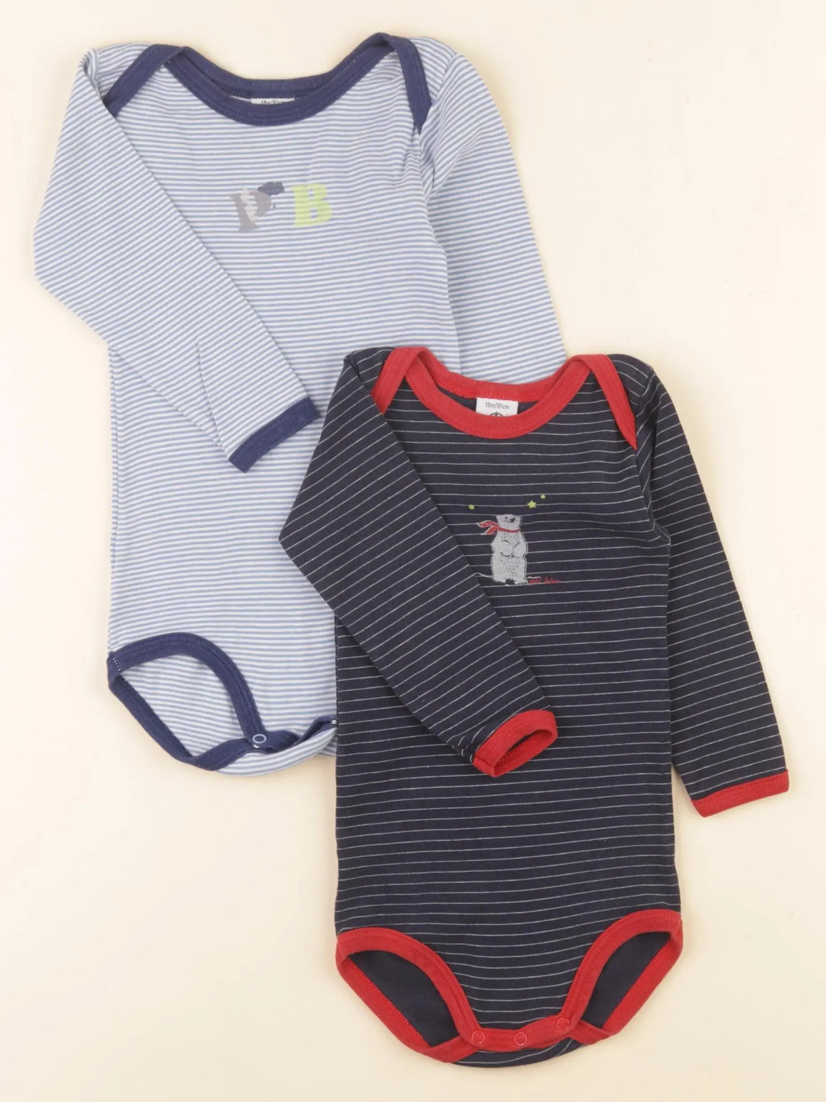 Petit Bateau - lot de 2 bodies en coton multicolore - 18 mois