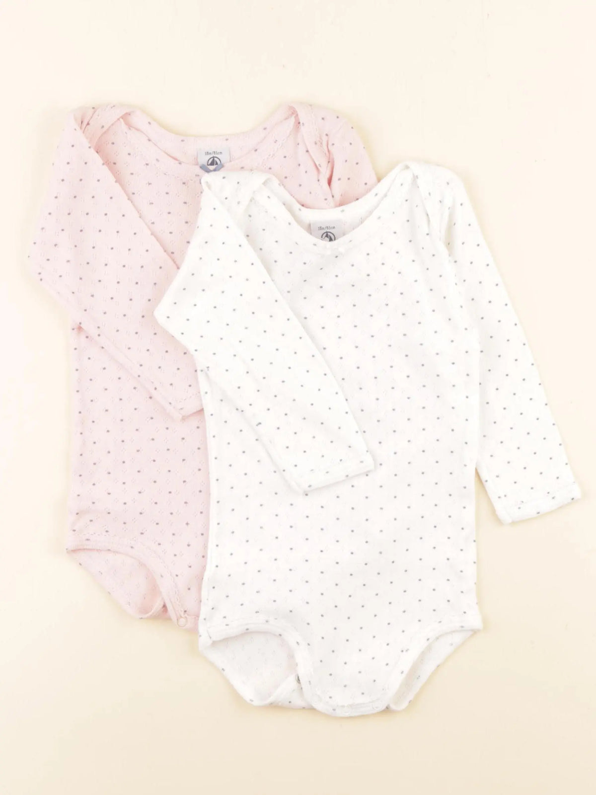 Petit Bateau - lot de 2 bodies en coton blanc, rose - 18 mois
