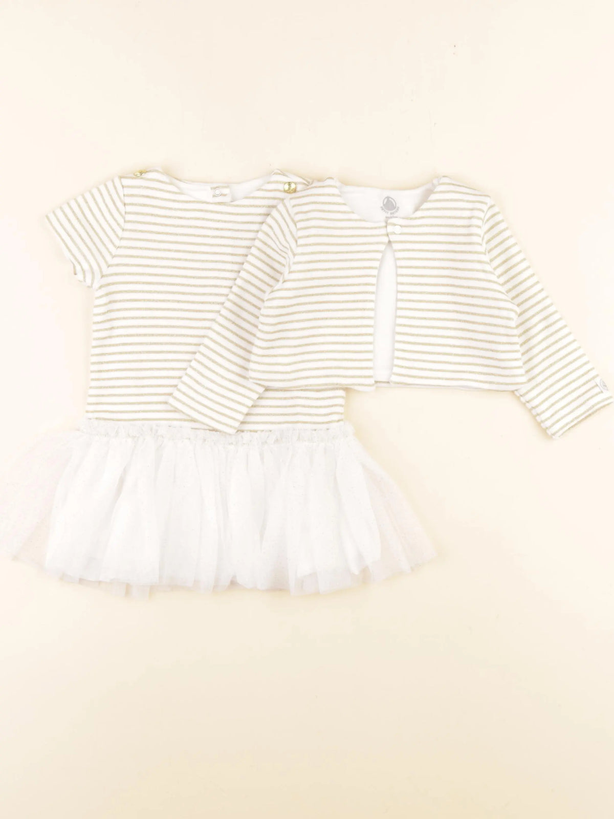 Petit Bateau - ensemble blanc, or - 6 mois