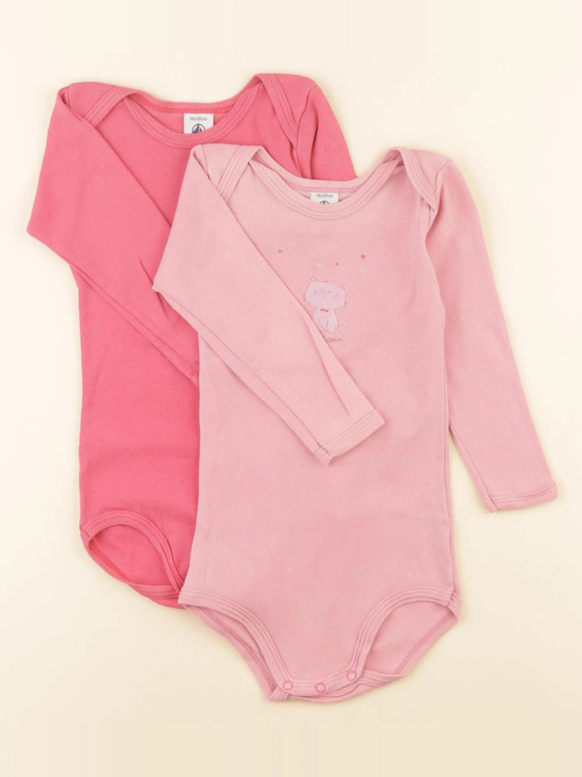 Petit Bateau - lot de 2 bodies en coton rose - 18 mois