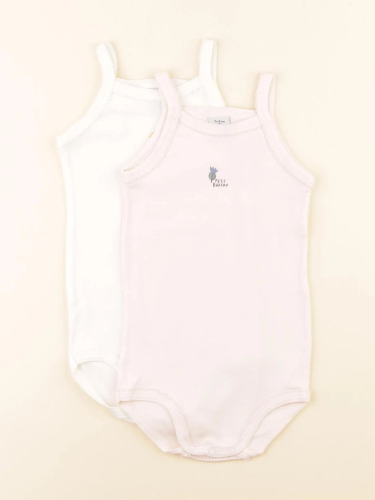 Petit Bateau - lot de 2 bodies en coton blanc, rose - 18 mois