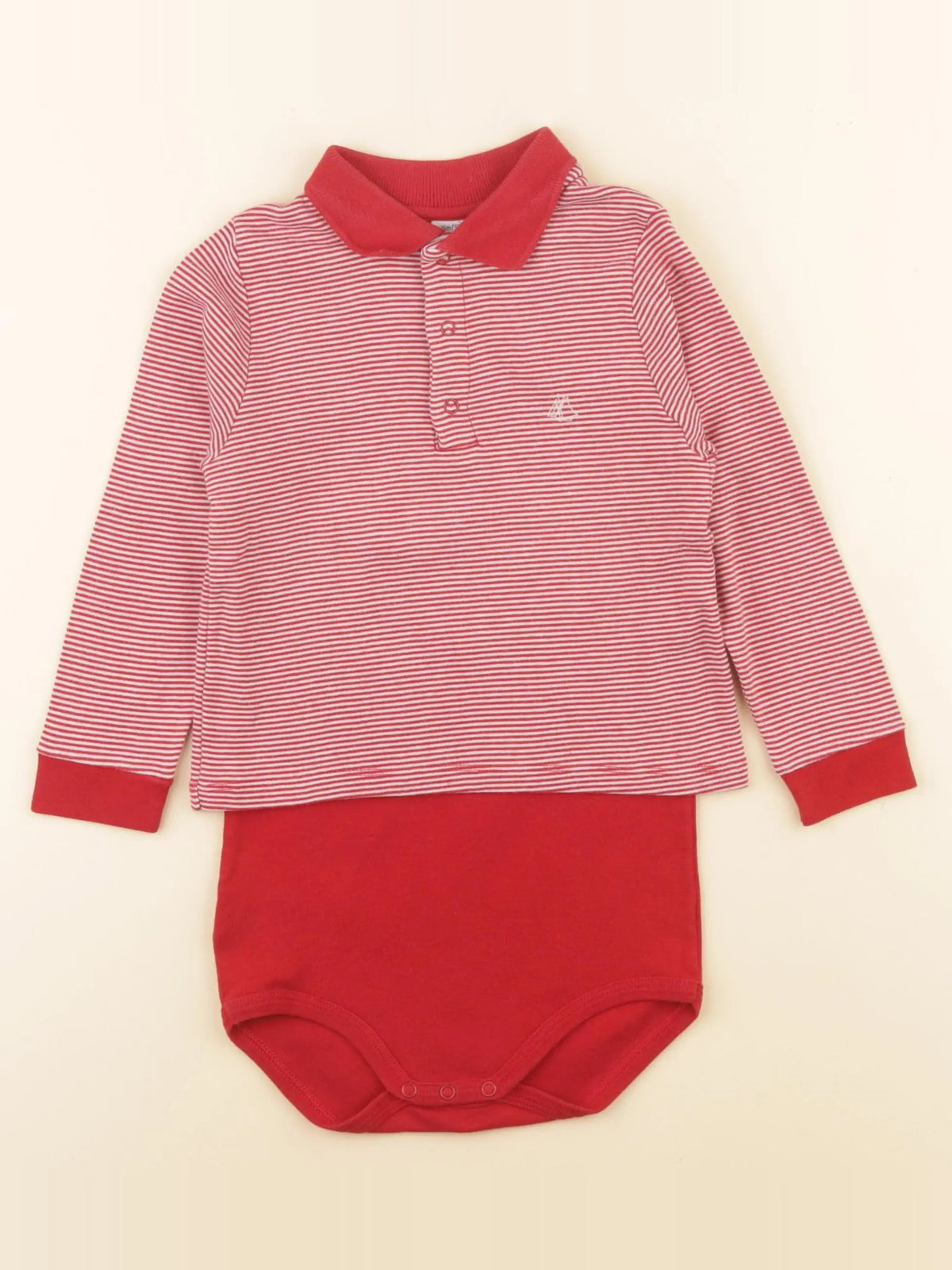 Petit Bateau - body tee-shirt rouge - 36 mois
