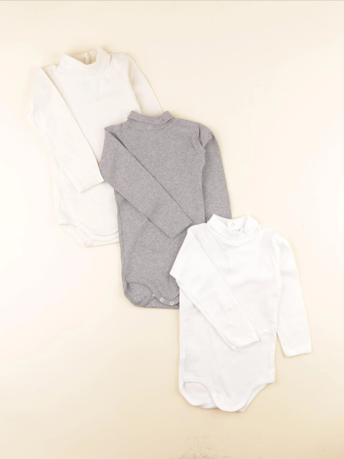 Petit Bateau - lot de 3 bodies à col blanc, gris - 24 mois