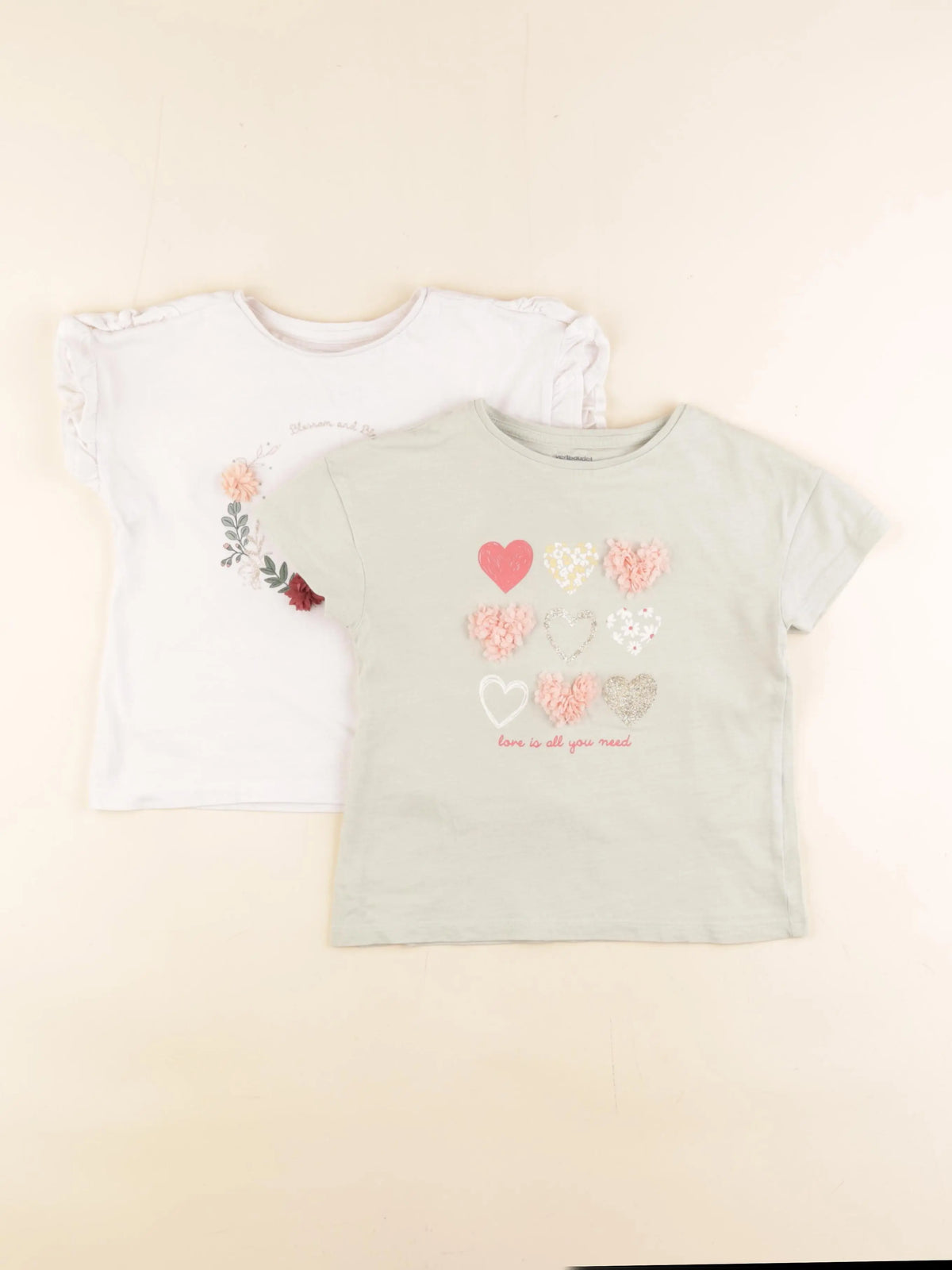 Vertbaudet - lot de 2 tee-shirts blanc, vert - 6 ans