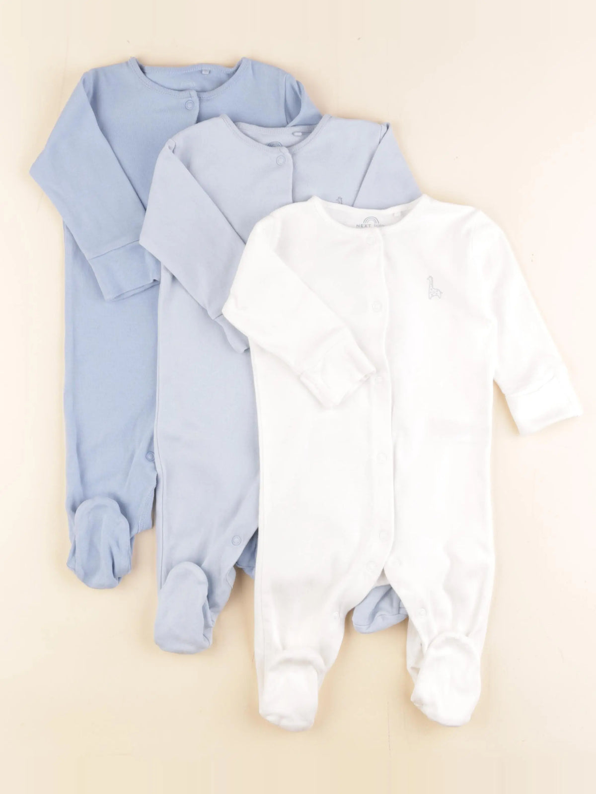 Next - lot de 3 pyjamas coton blanc, bleu - 3/6 mois