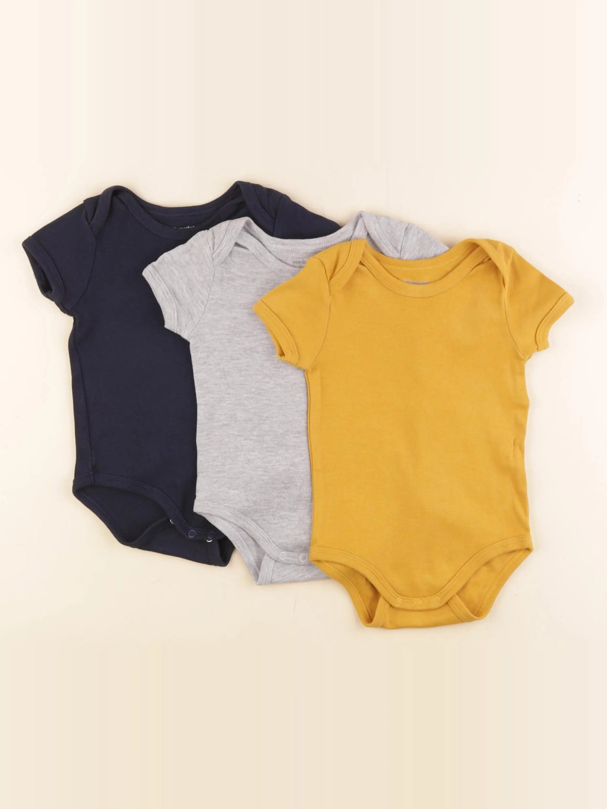 Vertbaudet - lot de 3 bodies en coton multicolore - 12 mois