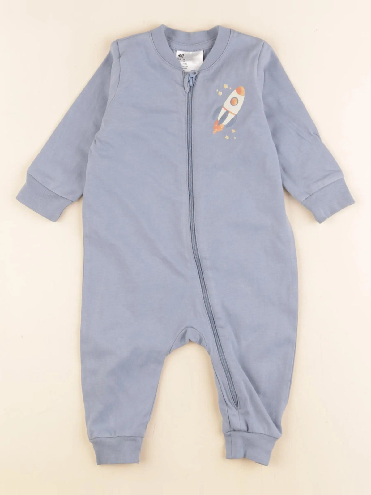 H&M - pyjama coton bleu - 4/6 mois
