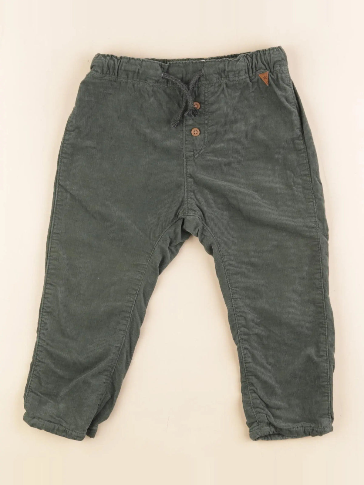 H&M - pantalon doublé vert - 1 an à 2 ans
