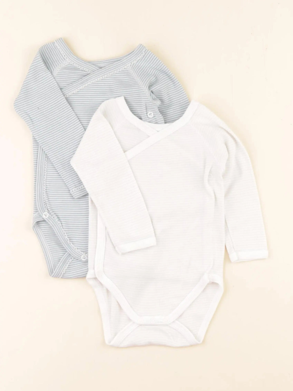 Petit Bateau - lot de 2 bodies en coton blanc, bleu - 6 mois