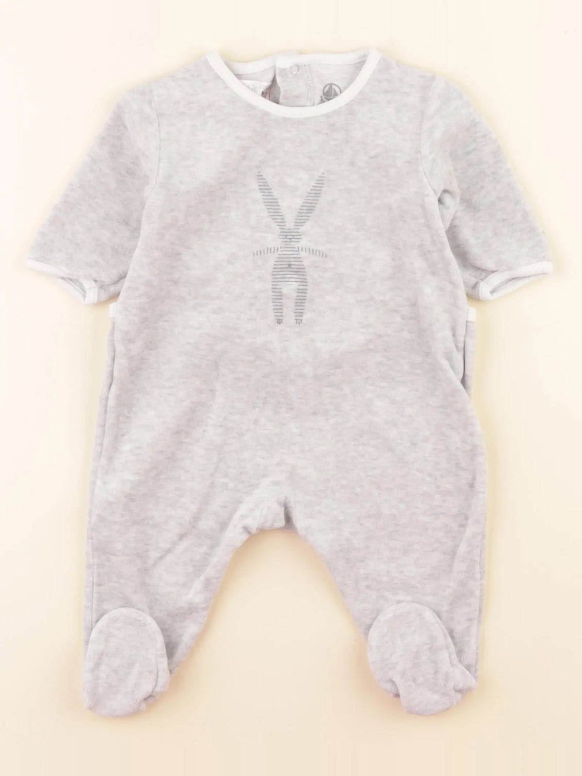 Petit Bateau - pyjama velours gris - 3 mois
