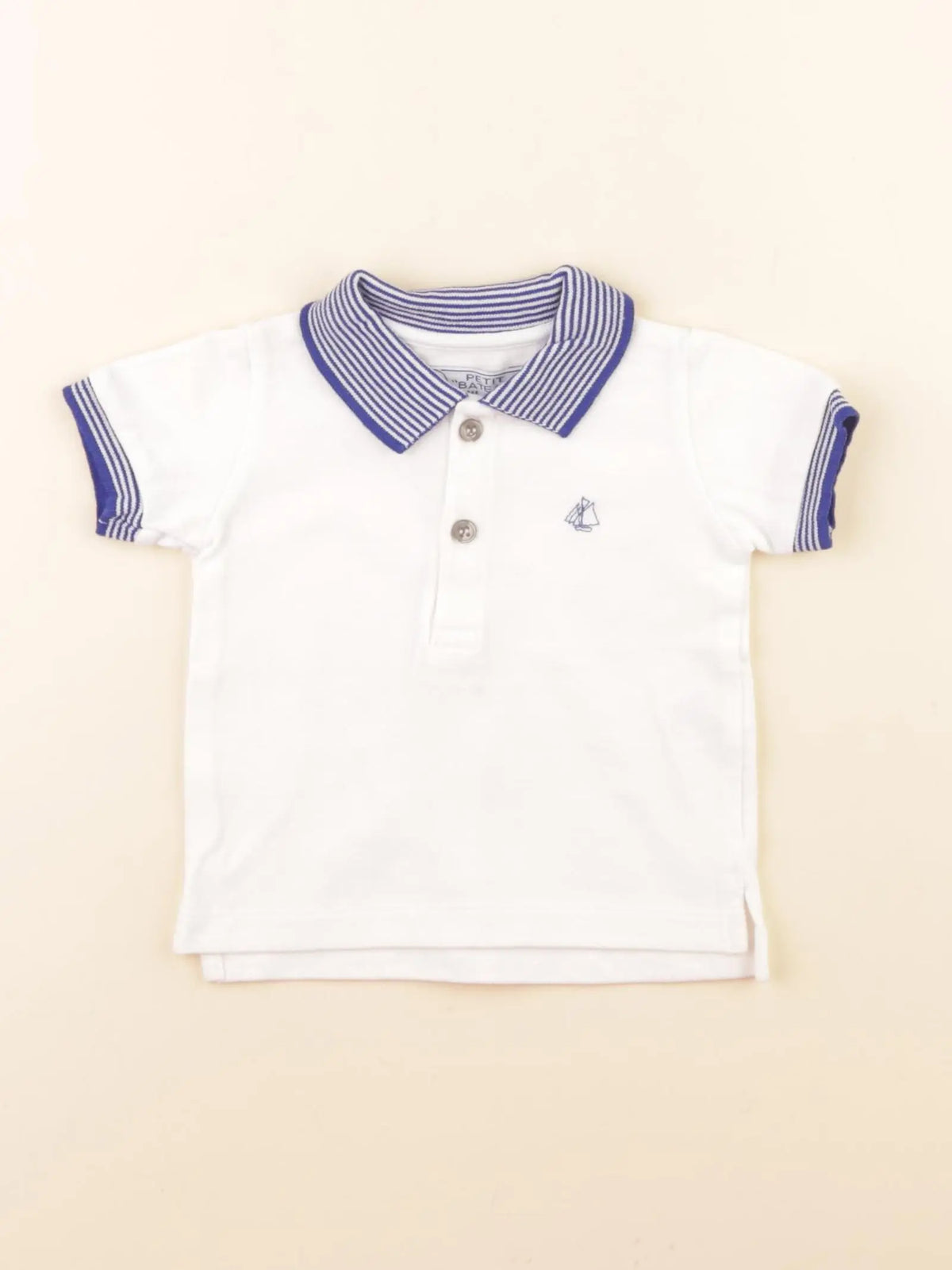 Petit Bateau - polo blanc - 6 mois