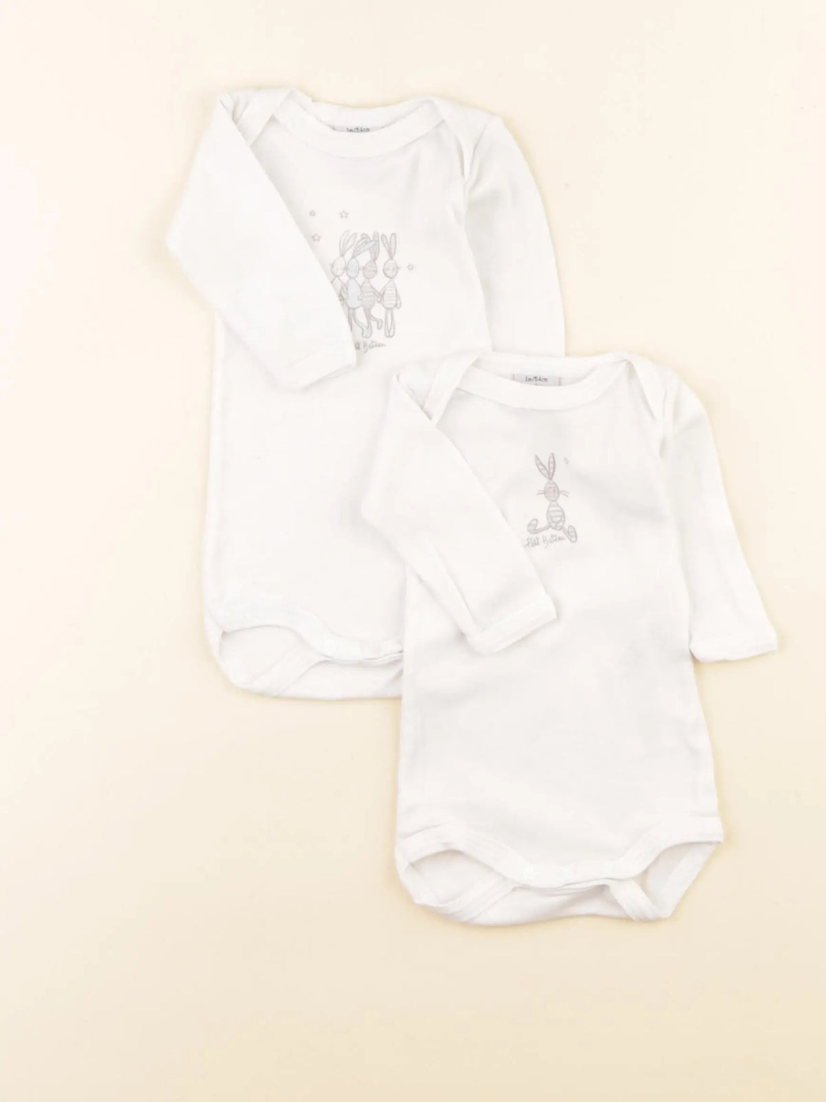 Petit Bateau - lot de 2 bodies en coton blanc - 1 mois