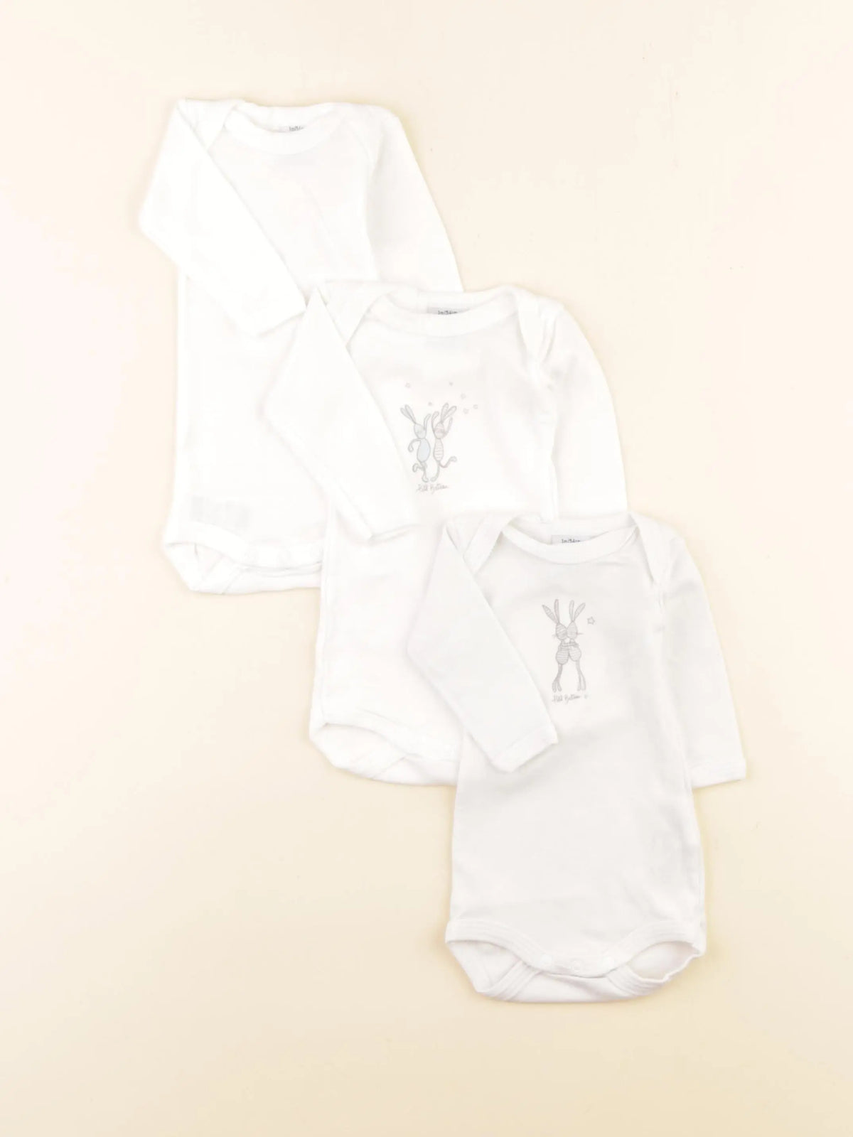 Petit Bateau - lot de 3 bodies en coton blanc - 1 mois