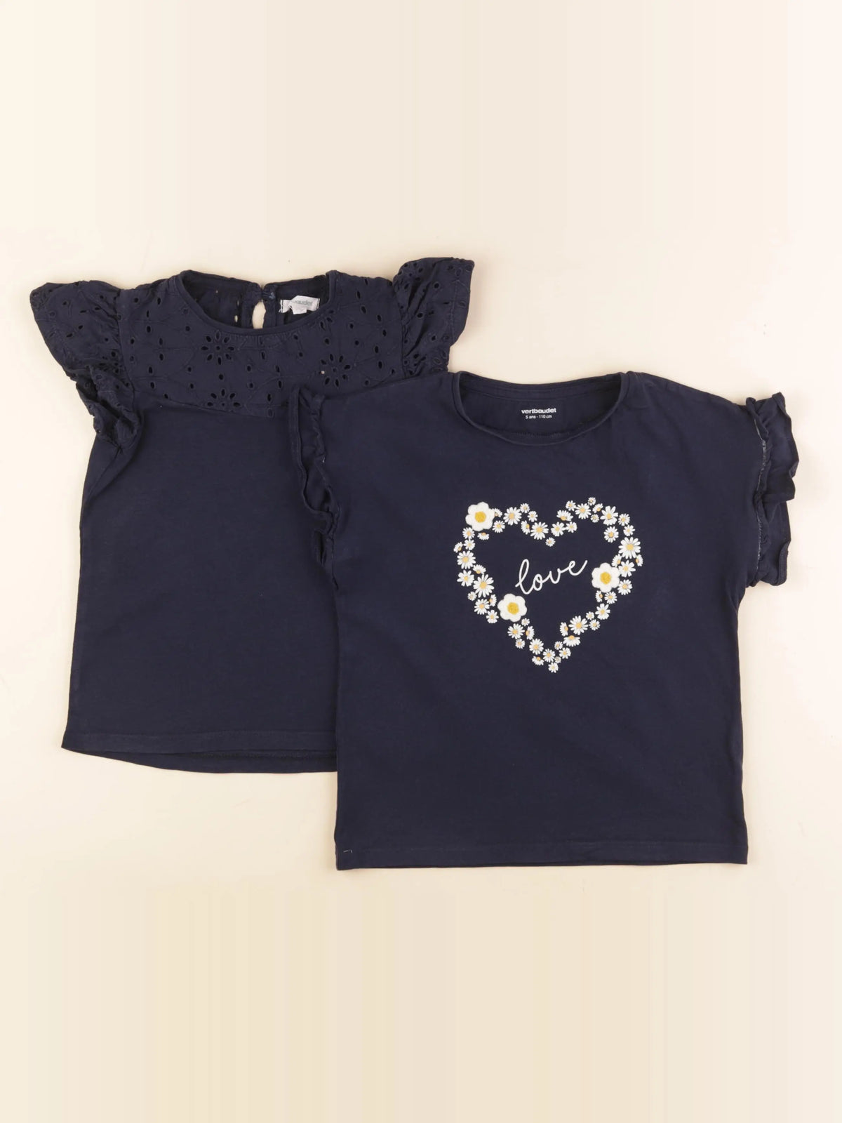 Vertbaudet - lot de 2 tee-shirts bleu - 5 ans