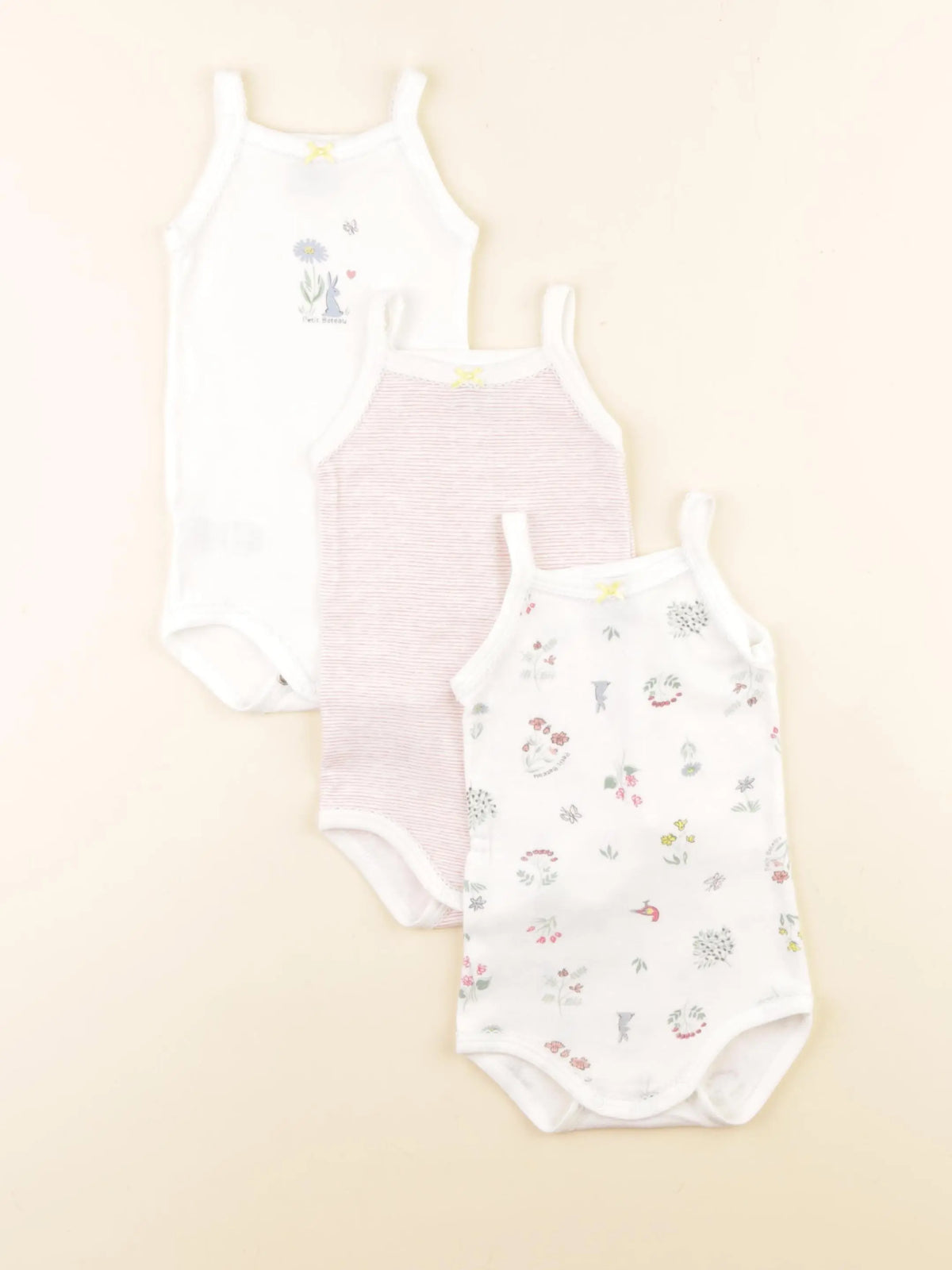 Petit Bateau - lot de 3 bodies en coton multicolore - 6 mois