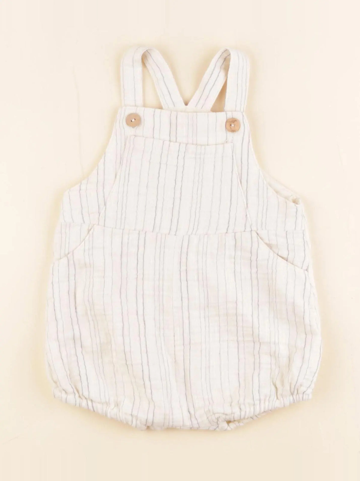 Zara - salopette beige, bleu - 3/6 mois