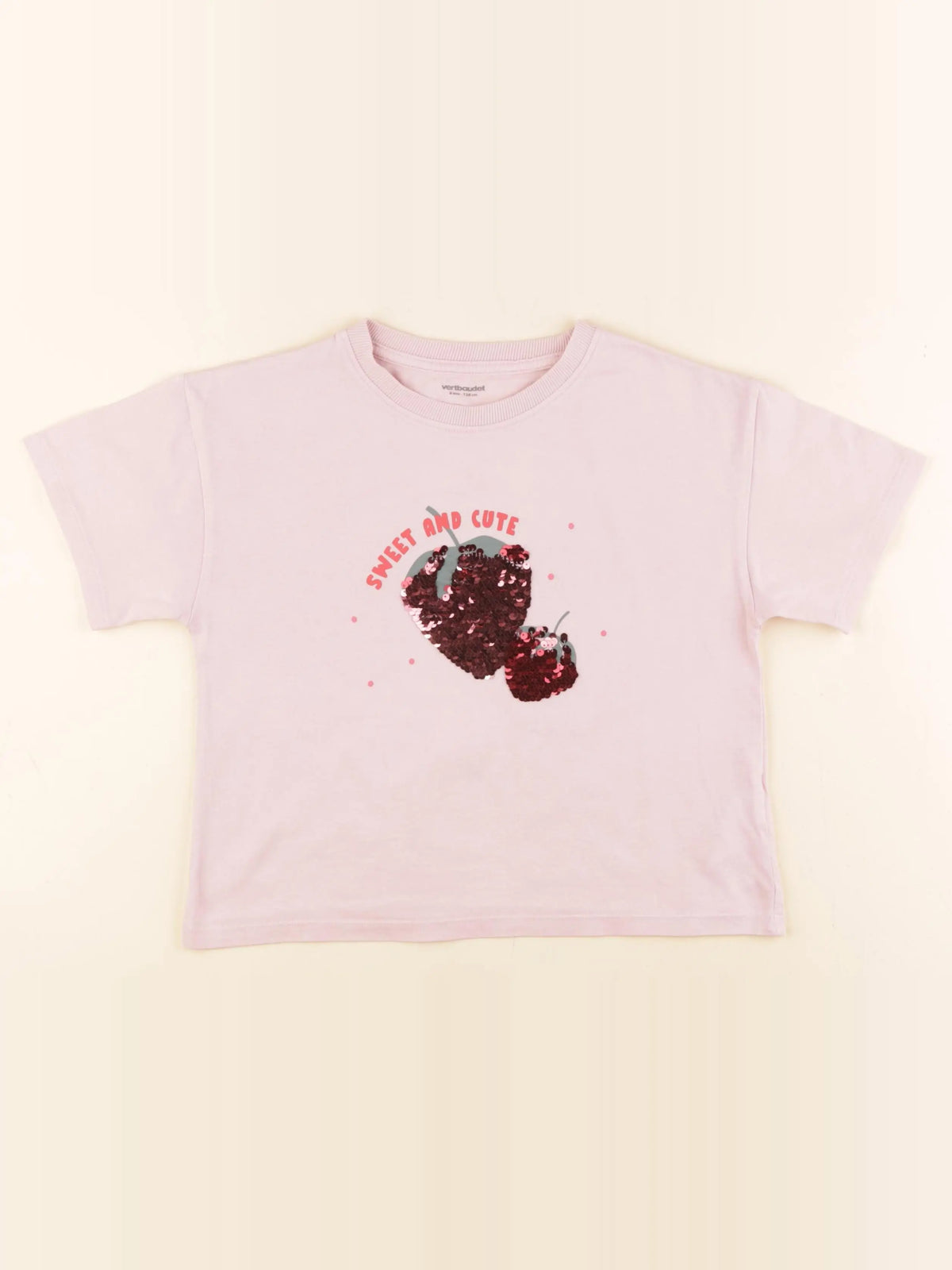 Vertbaudet - tee-shirt rose - 8 ans