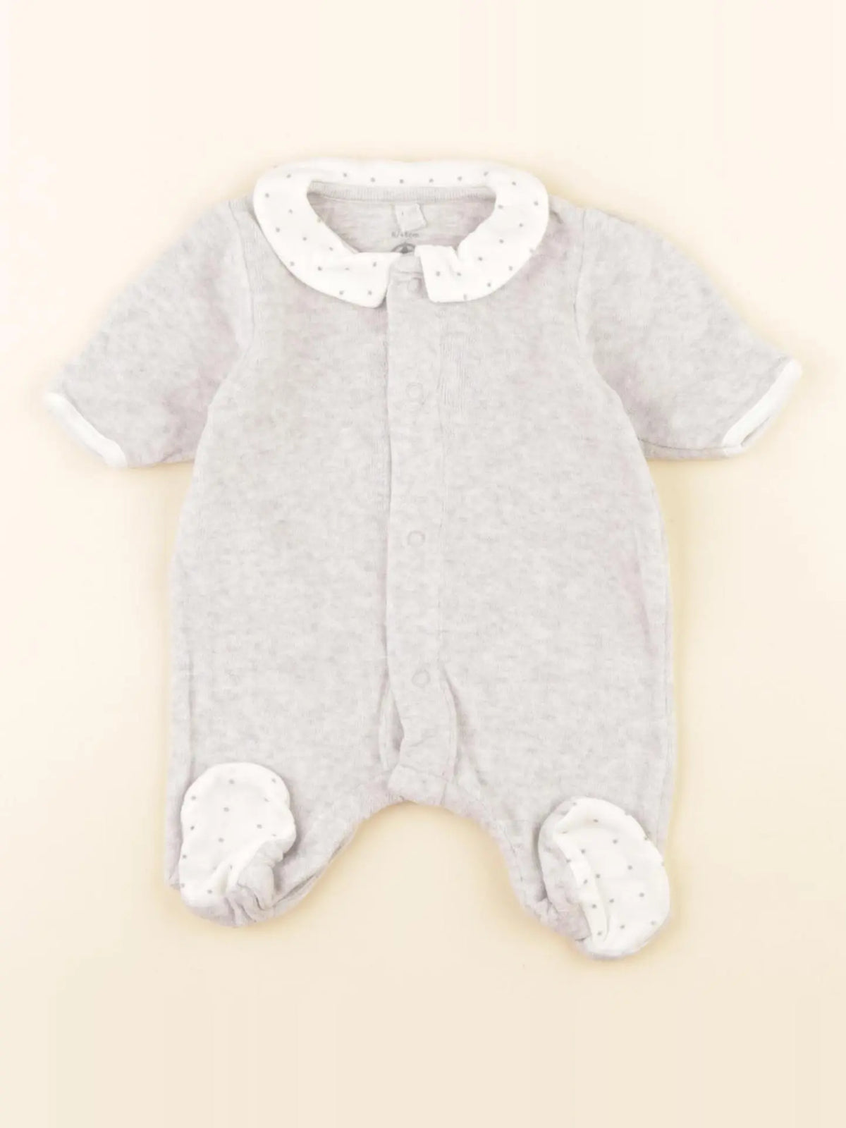 Petit Bateau - pyjama velours gris - Prématuré