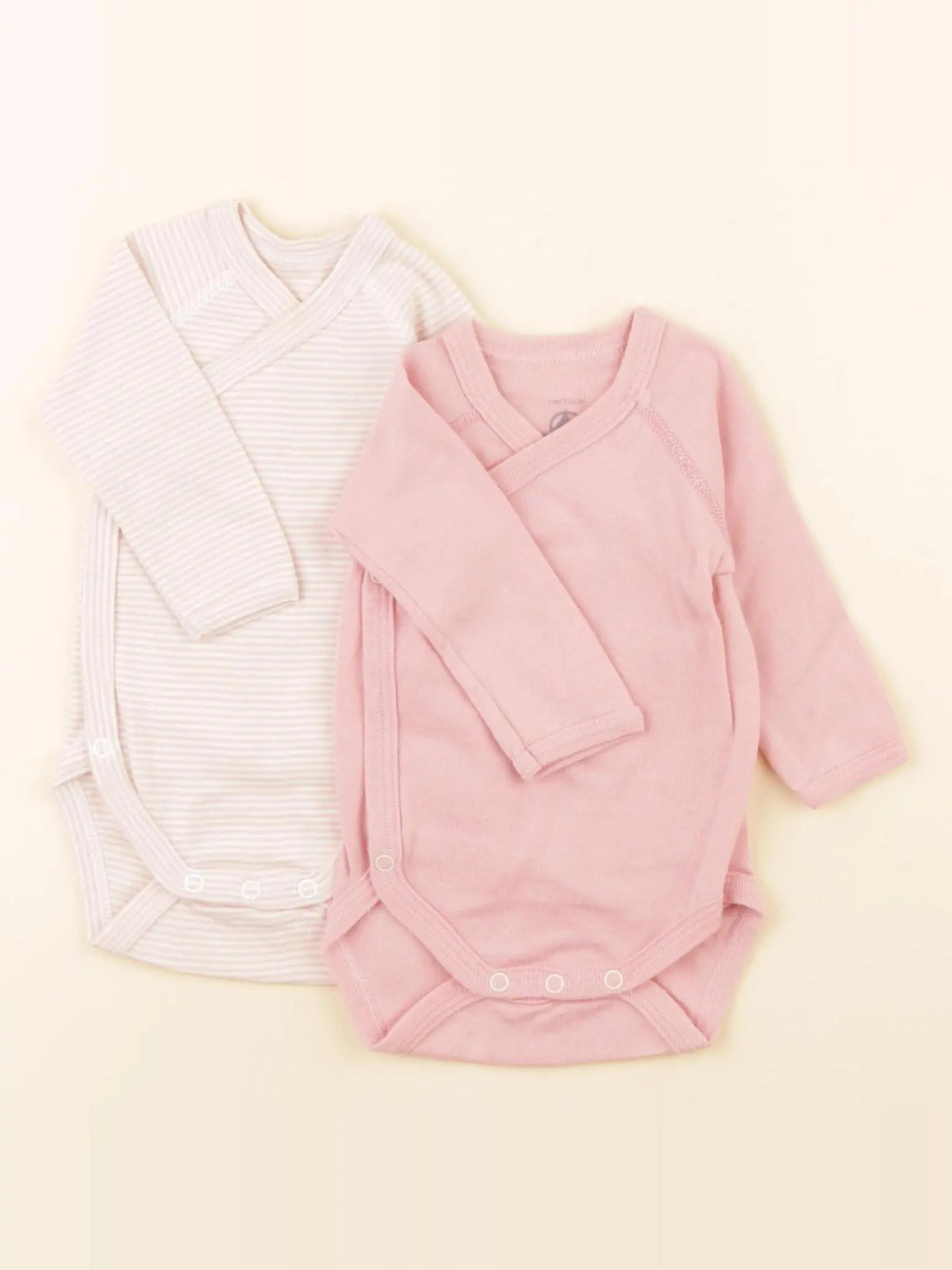 Petit Bateau - lot de 2 bodies en coton rose - 1 mois