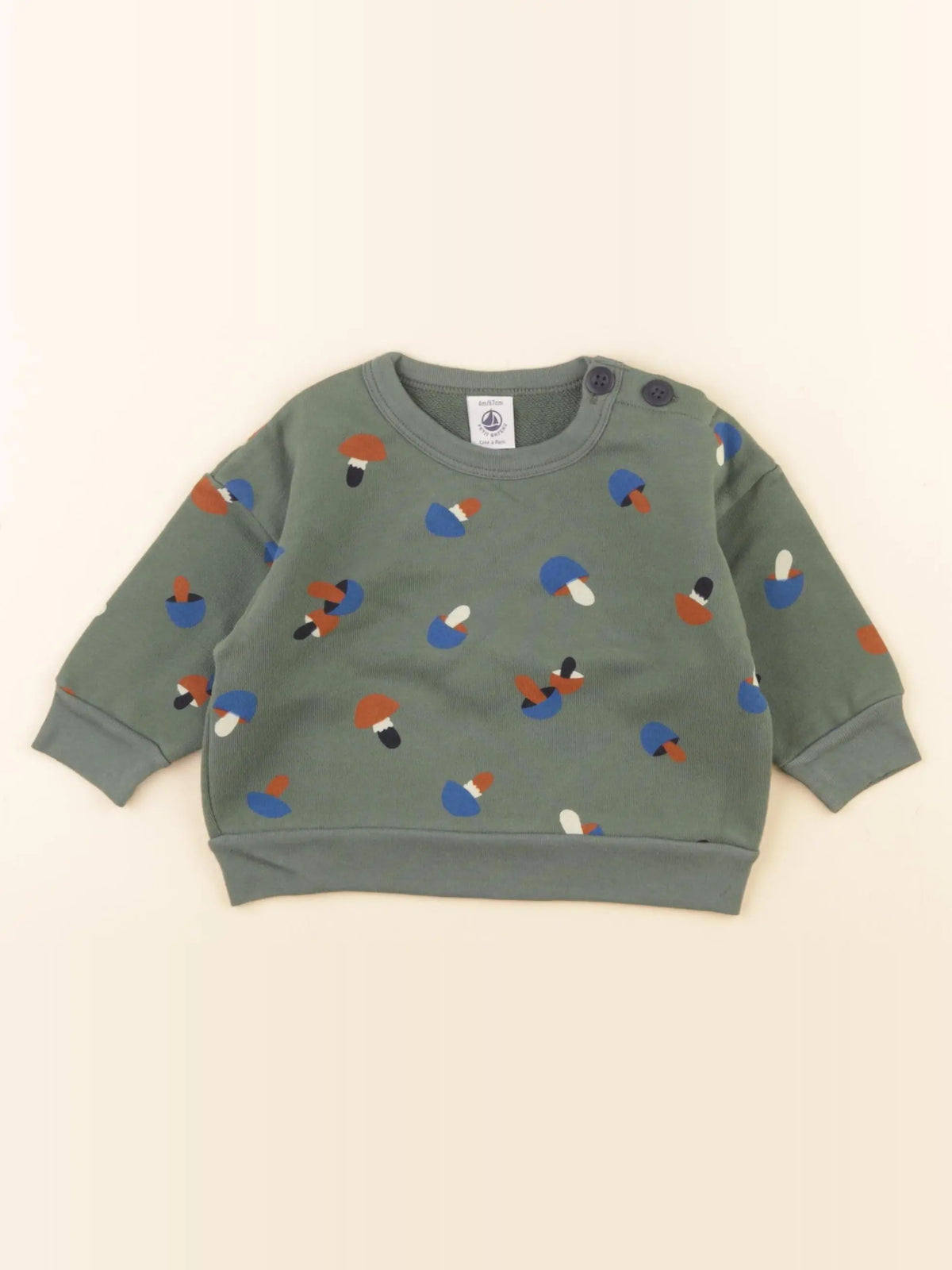 Petit Bateau - sweat vert - 6 mois
