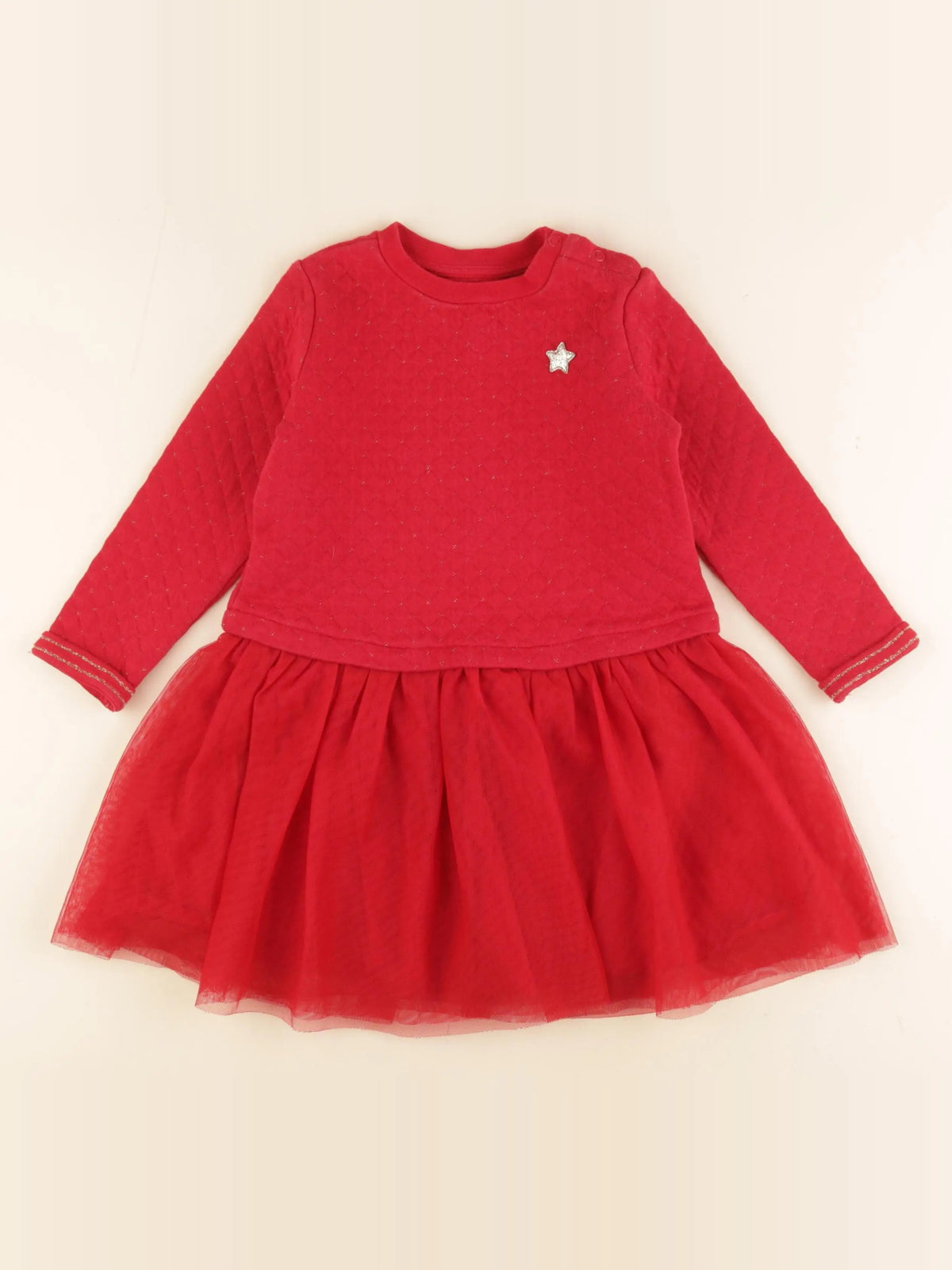 Vertbaudet - robe rouge, or - 4 ans