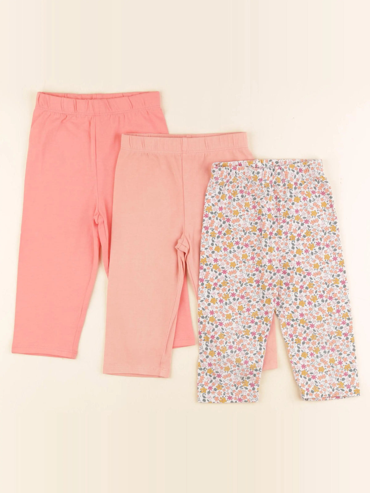 Vertbaudet - lot de 3 leggings orange, vert - 4 ans