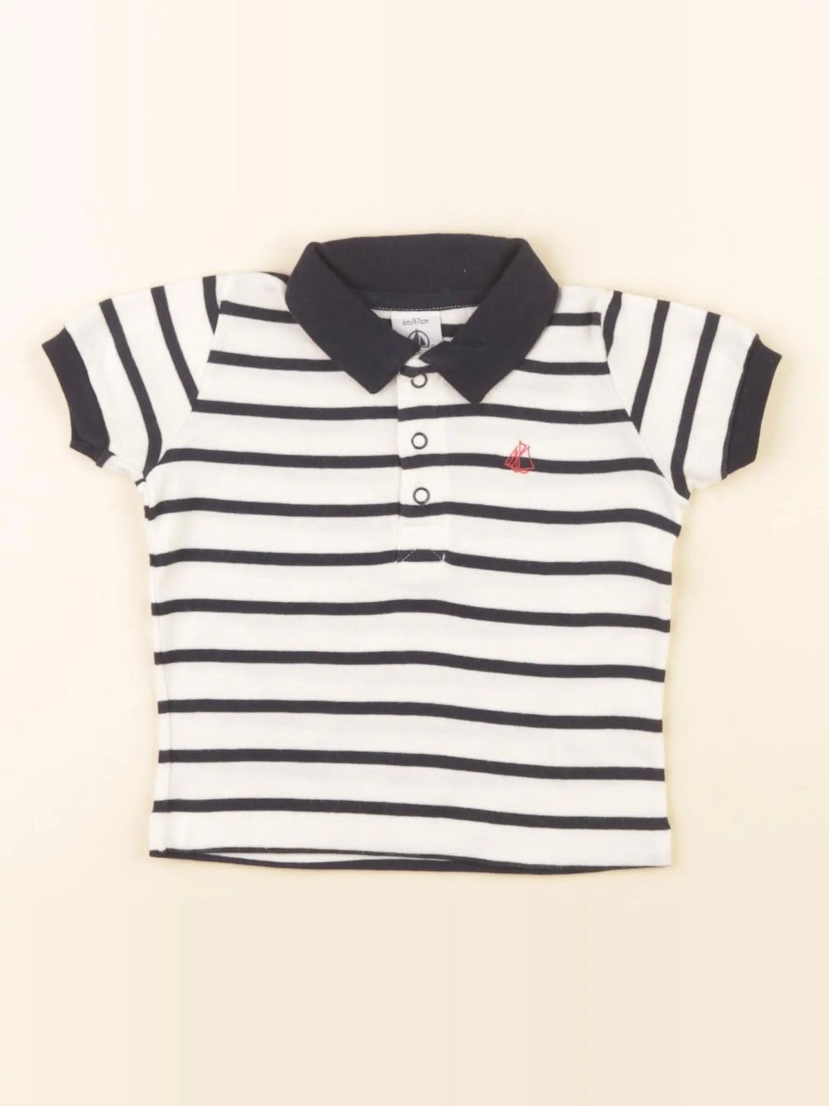 Petit Bateau - polo bleu - 6 mois