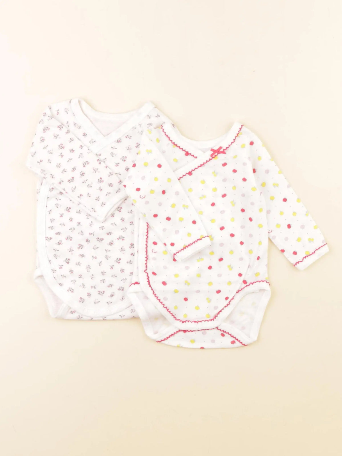 Petit Bateau - lot de 2 bodies en coton rose - 3 mois