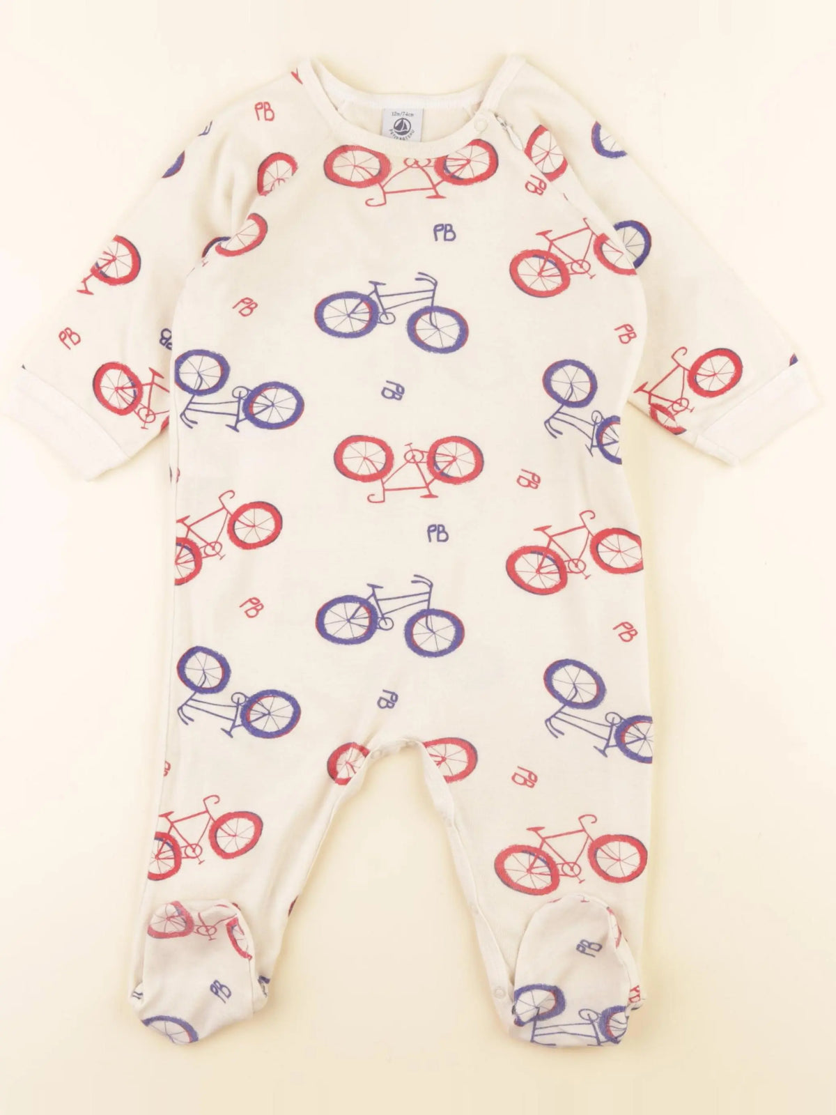 Petit Bateau - pyjama coton beige - 12 mois