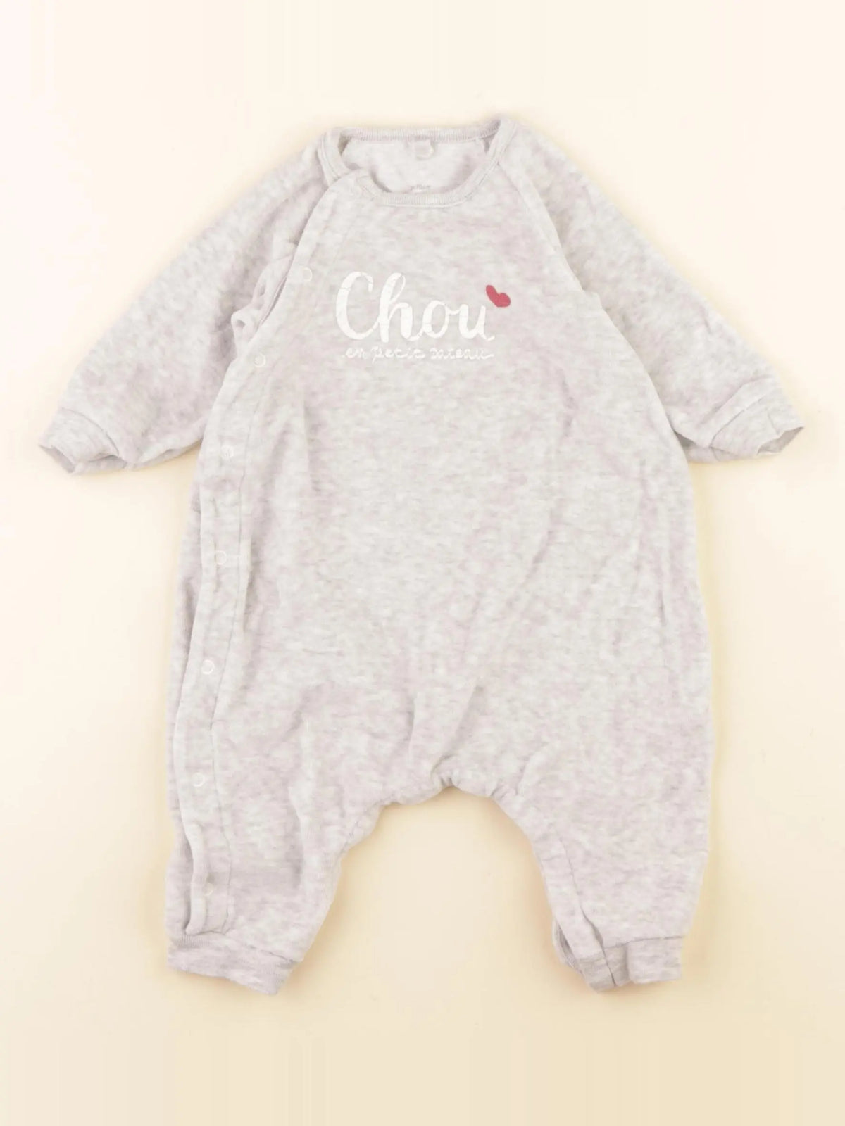 Petit Bateau - pyjama velours gris - 3 mois