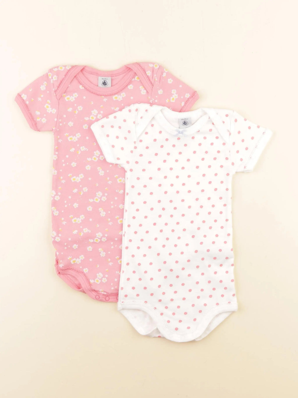 Petit Bateau - lot de 2 bodies en coton rose - 18 mois