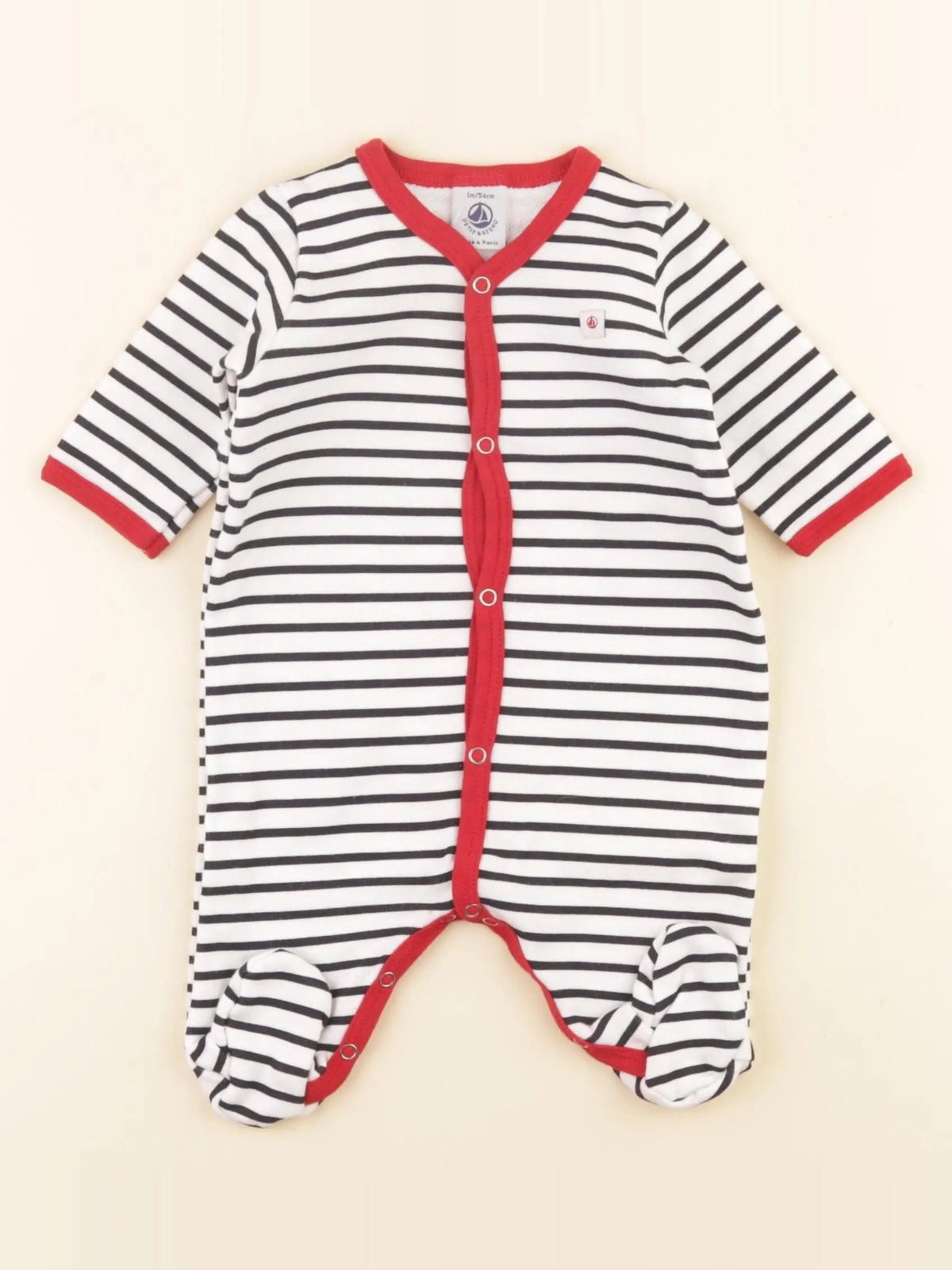Petit Bateau - pyjama coton bleu - 1 mois
